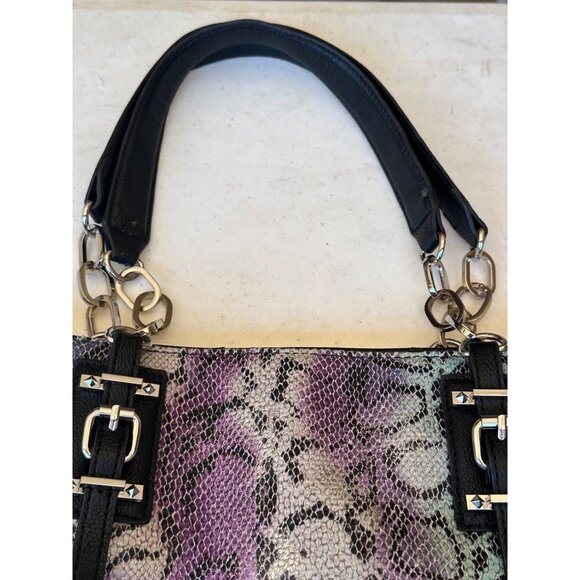 Vera Wang Metallic Purple Aqua Blue Gray Shoulder Purse Bag 12.5" Tall (READ) - Picture 15 of 16